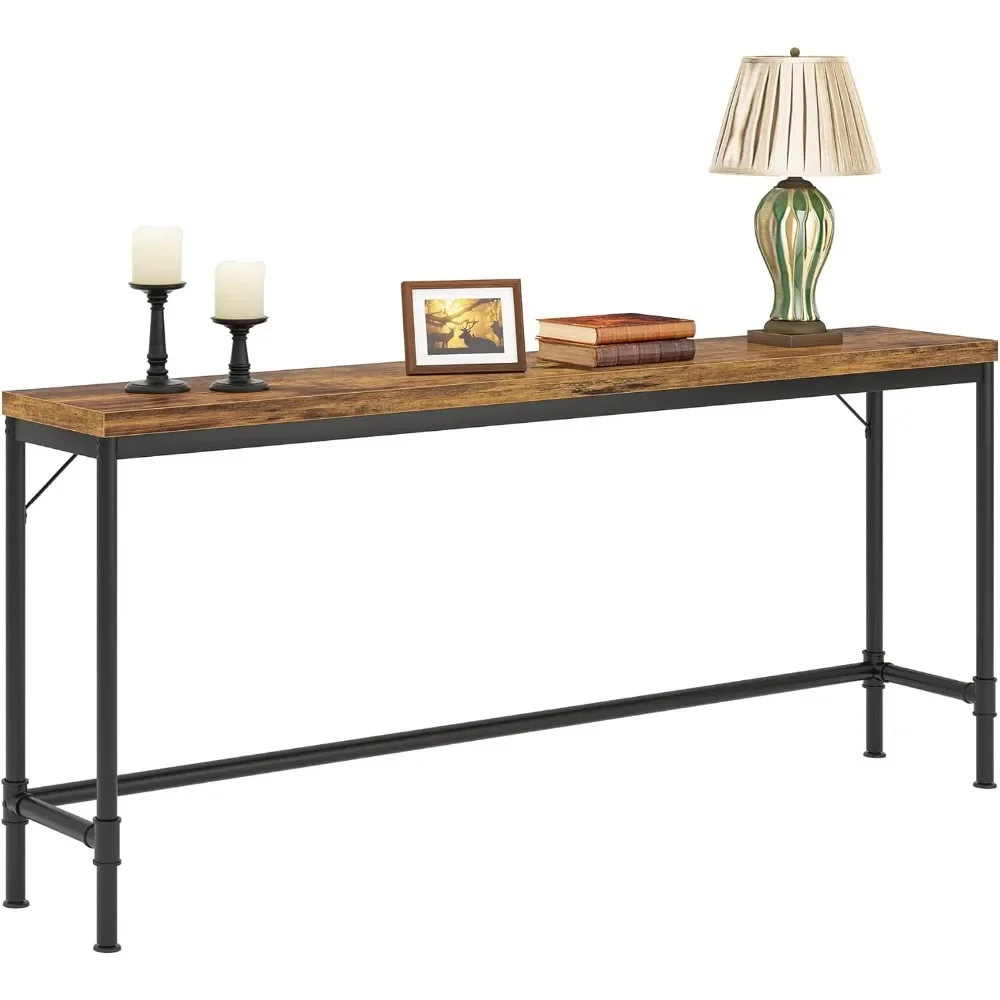 Table Console Extra Longue de 70.9 Pouces, Table de Canapé Étroite Derrière le Canapé, Table Rustique d'Entrée et de Couloir, Table de Bar Industrielle Recommandée