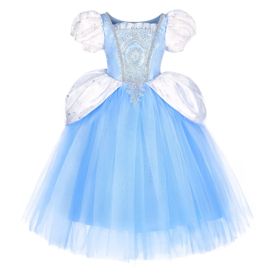Mädchen Cinderella Prinzessinnenkleid Puffärmel Stickerei Pailletten Tüll Ballkleid Halloween Cosplay Geburtstagsfeier Karnevalskostüm – Detail 2