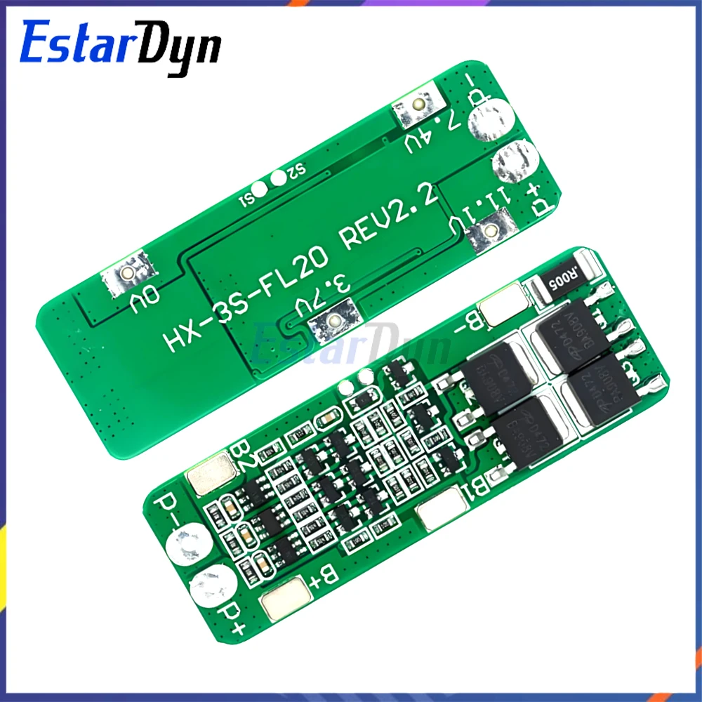 Estardyn 3S 20A BMS PCB para batería de litio de iones de litio de 12,6 V 18650 26650 - Herramienta eléctrica para bicicleta eléctrica con motor de taladro