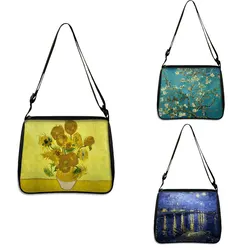 Van Gogh borsa a tracolla arte pittura a olio grafica tela Shopping Bag carino femminile Harajuku girasole Tote Shopper Bag