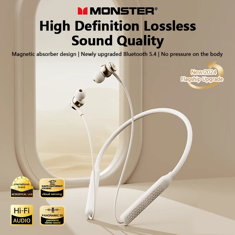 الأصلي الوحش SG08 TWS BluetoothV5.4 سماعات بشريط حول الرقبة عمر البطارية الطويل الموسيقى الألعاب سماعة HD دعوة سماعات ستيريو
