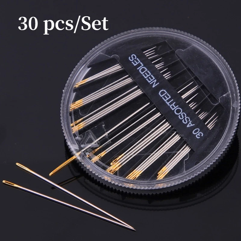 30 pcs Sewing Needles Kit with Rolling Disk Box Assorted Hand Embroidery Mending Quilt Sewing Case Tools for DIY Crafts Patches