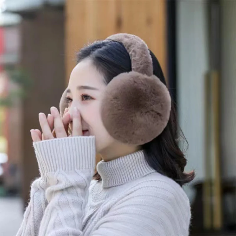 Earmuff 100% Rex Rabbit Fur Earmuffs Fashion Women Warm Russia Winter Real Fur Earmuffs Children Ear Cover Fur Earlap Girl