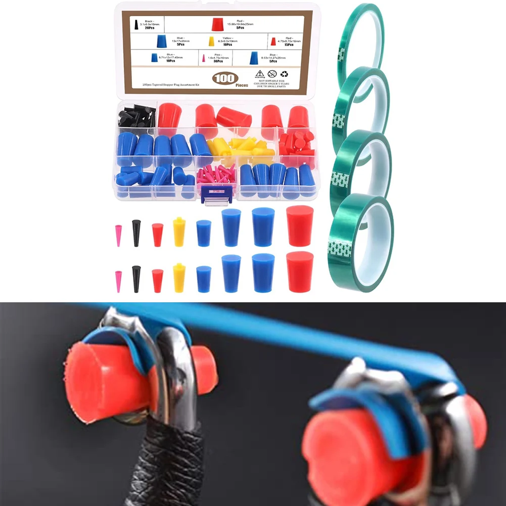 

105Pcs High Temp Masking Cap Powder Coating Silicone Rubber Tapered Cap Kit Multifunctional Car Maintenance Accessories
