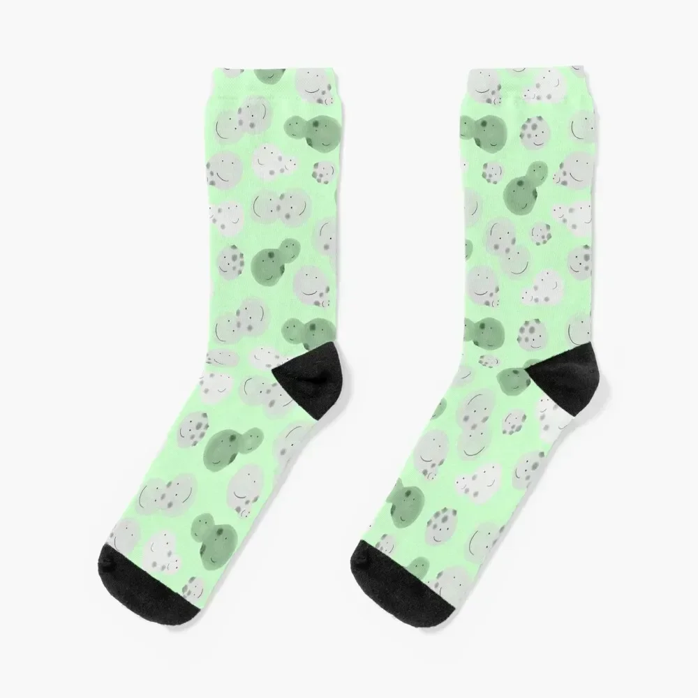 

Cute Watercolor Baker's Yeast in Grey on Green Socks aesthetic snow fashionable Boy Child Socks Women's