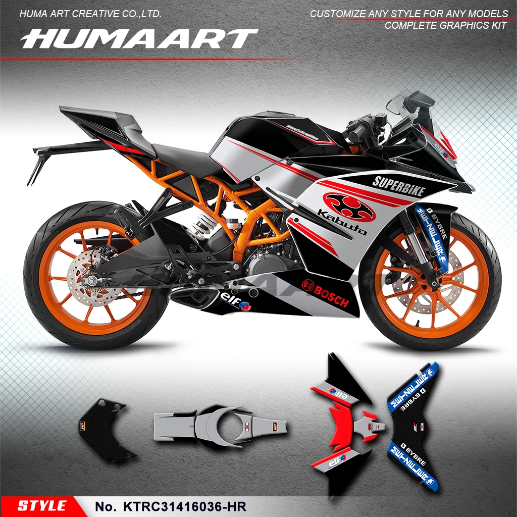 HUMAART Motorcycle Full Wraps Stickers Vinyl Decals for KTM RC 125 200 RC125 RC200 2014 2015 2016, KTRC31416036-HR