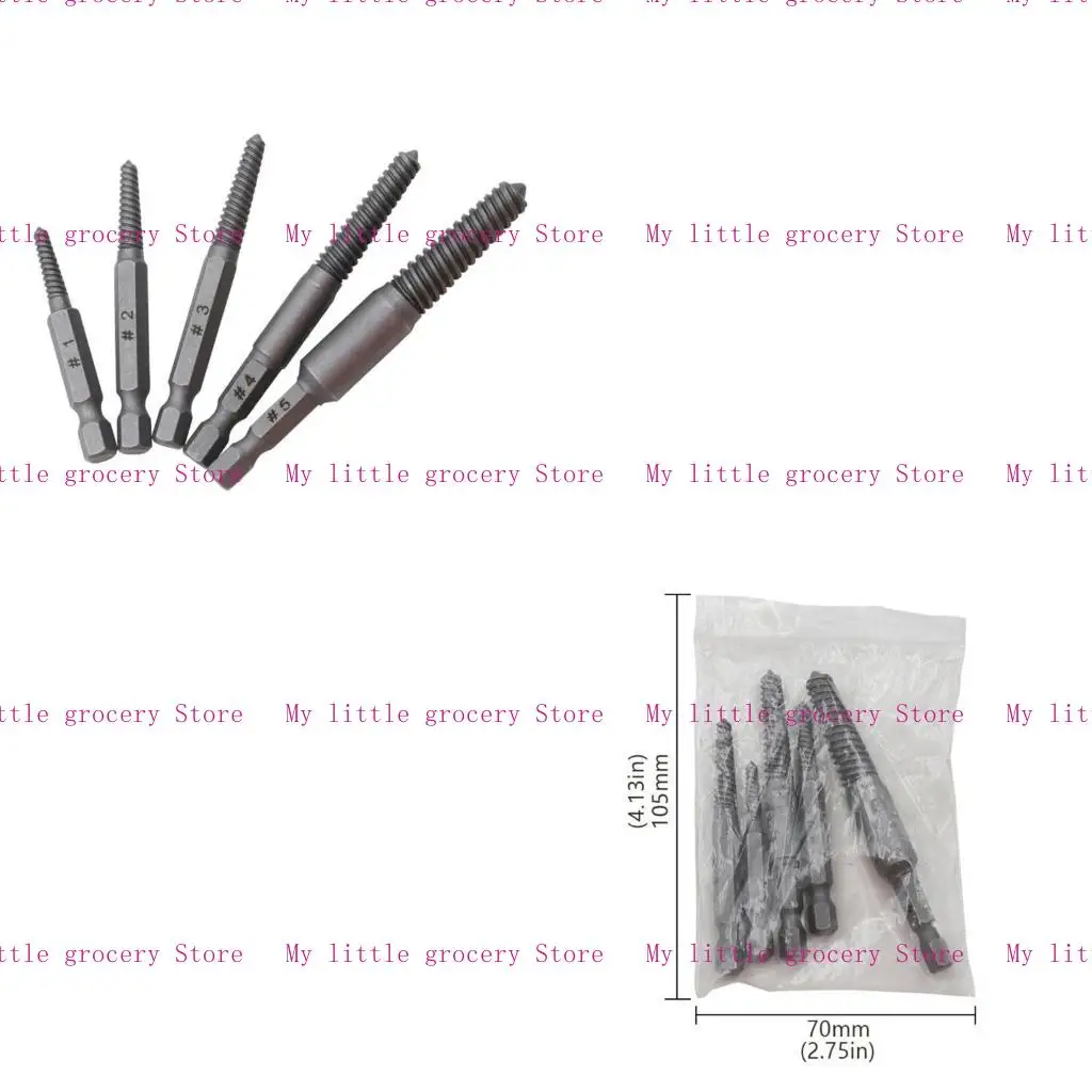 

D5BD 5pieces Damaged Screw Extractor Easy Out Bolt Extractor Shank Spanners Multi-application Remove Tool Easy Removal