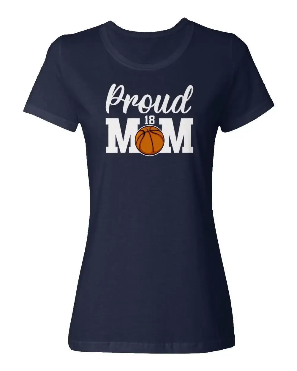 Proud Mom 18 Birthday Basketball Player Gift Ladies' Crewneck T-Shirt