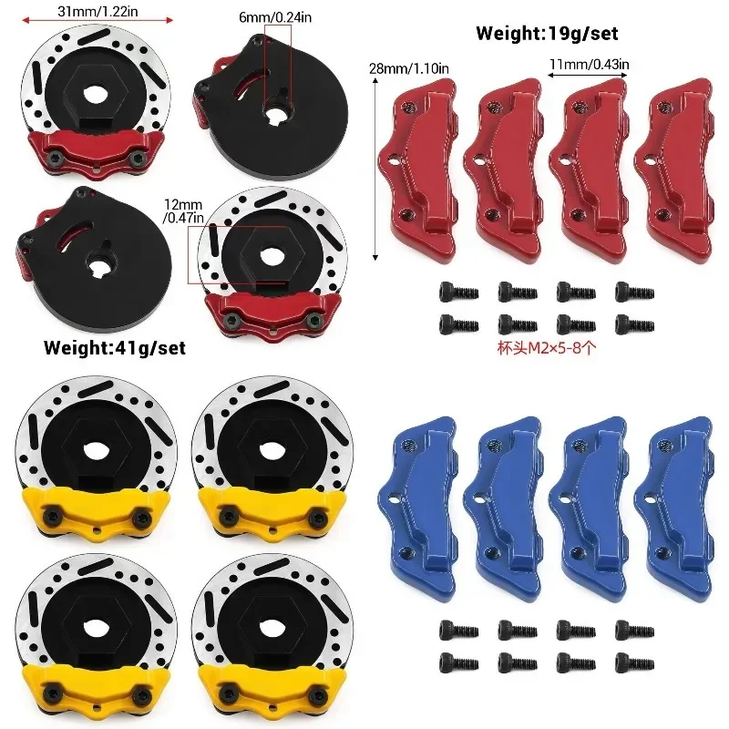 

4PCS 12mm Metal Wheel Hex Hub Adapter with Brake Disc for Tamiya TT02 TT-02 1/10 Scale RC Racing Car Accessories