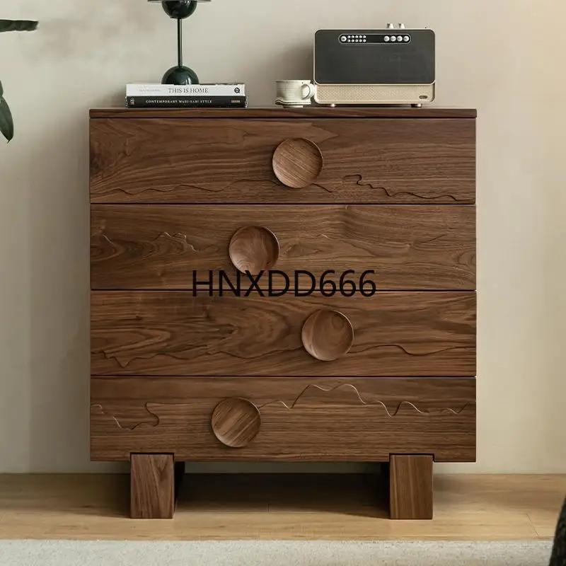 

Walnut chest cabinet three-dimensional handle drawer cabinet floor