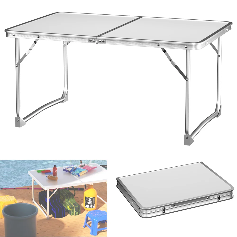 Small Folding Picnic Camping Table, Aluminium Lightweight Foldable Outdoor Garden Backyards BBQ Portable Table,60x40x26cm Table