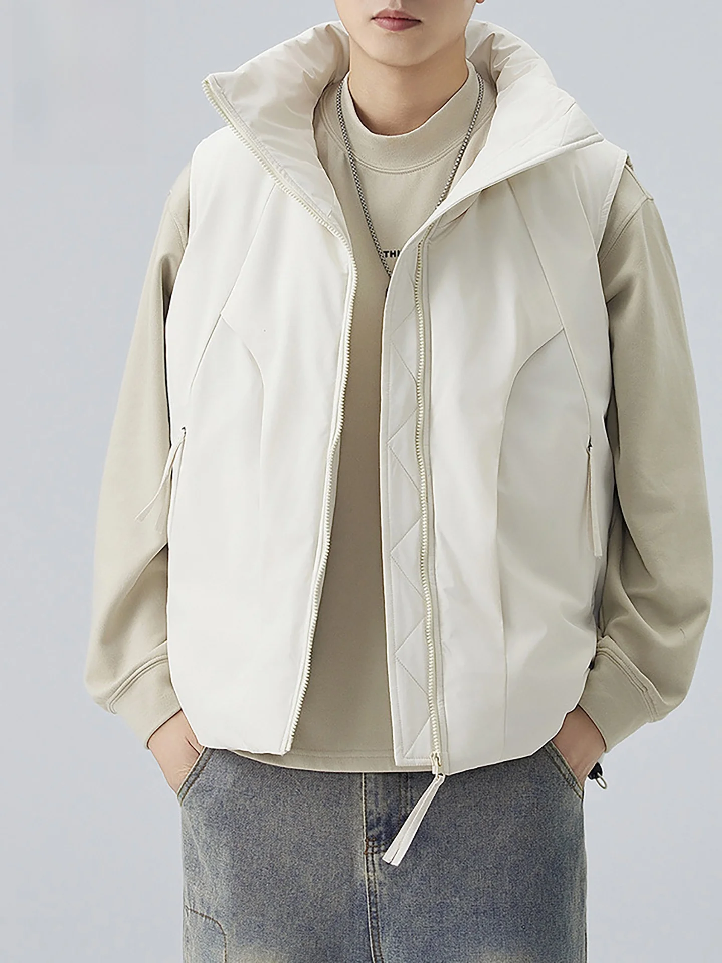 

Утепленный хлопковый жилет с воротником-стойкой для активного отдыха, ветрозащитный, теплый, молодежный, модный, универсальный для всех сезонов