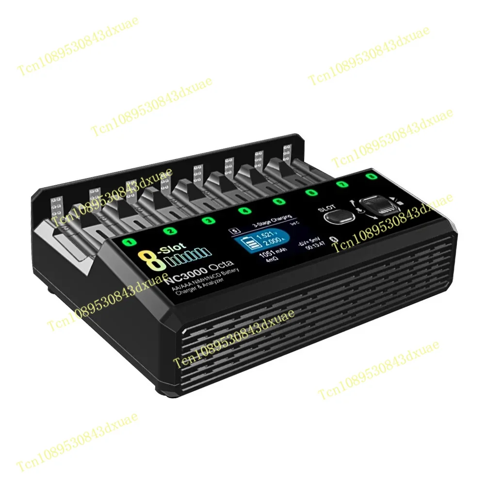 Octa NiMH NiCD Charger 8-Slot 7 Sm-art Modes 100-5000mAh 48W Charge Power 30W Discharge Power AA/A-AA Bat-tery Charger