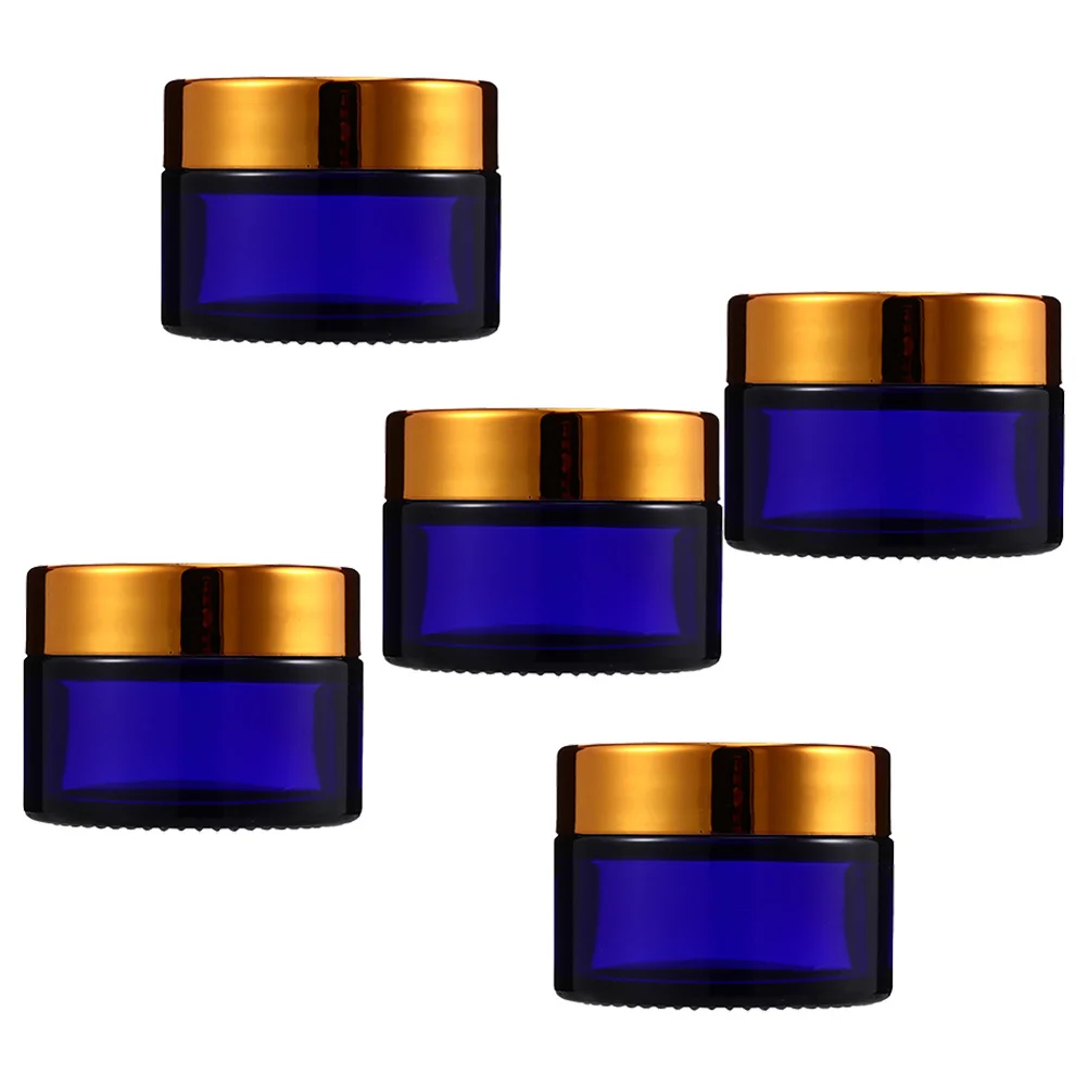 5 個のフェイスクリームサブガラスボトル詰め替え可能な多目的ポータブルストレージジャー旅行用フェイシャルクリームライト