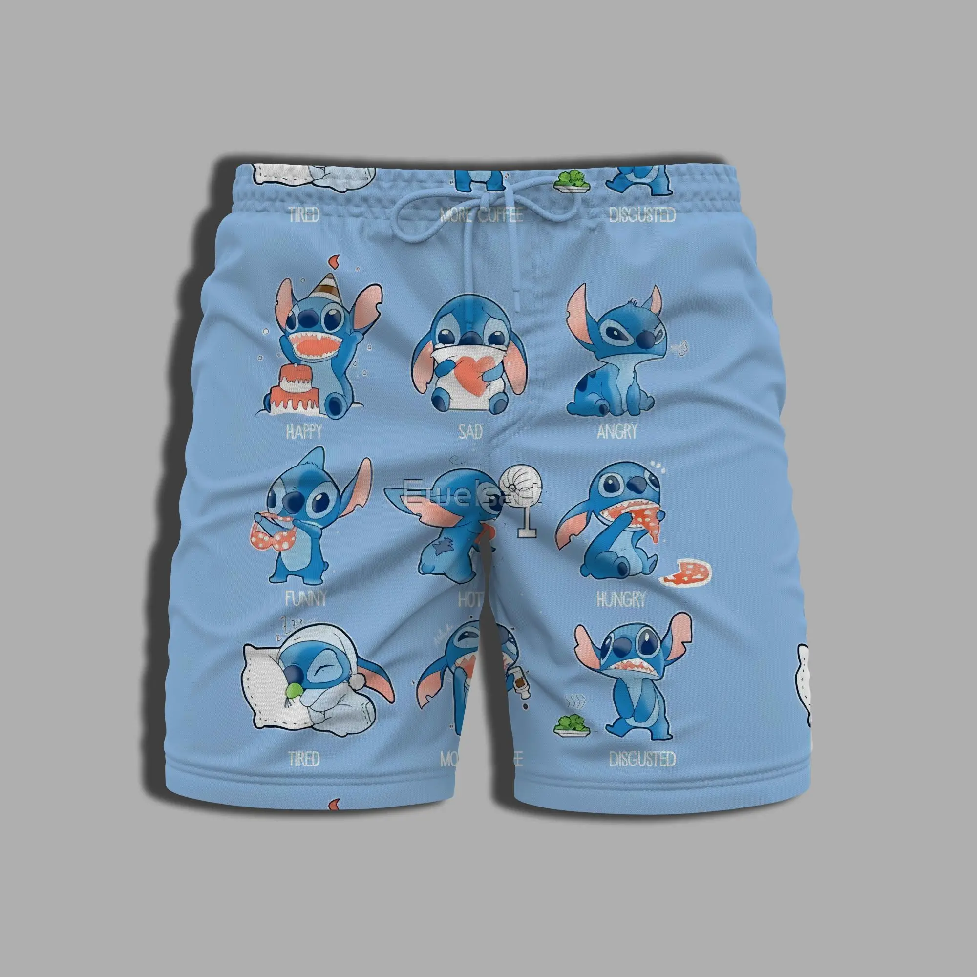 Pakaian renang pria, baju renang pantai, Gym, celana pendek untuk wanita, pakaian mandi pria musim panas, celana Disney, motif Stitch