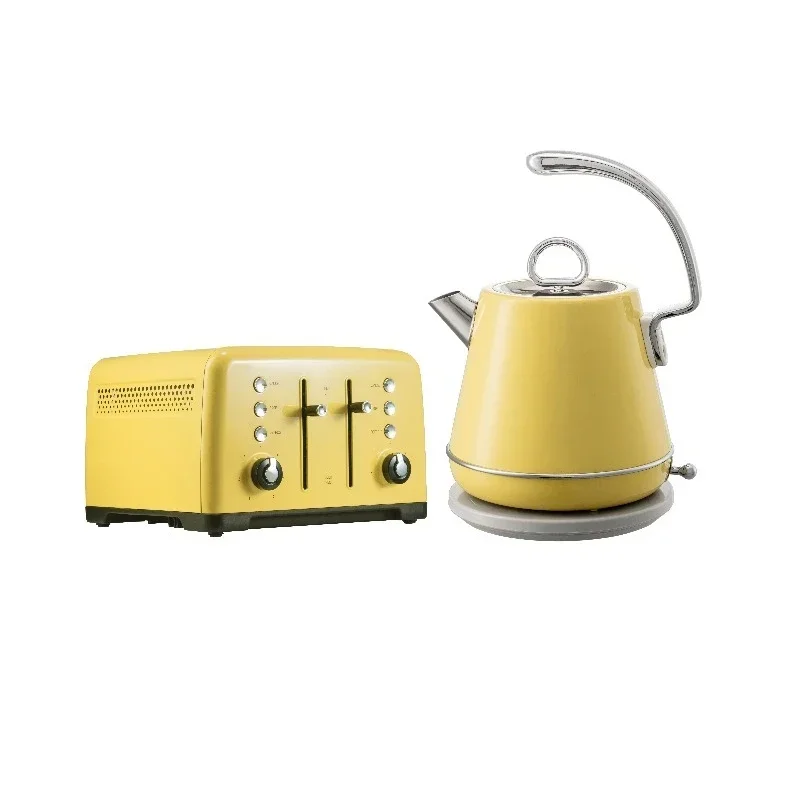 

High Quality 1.2L Electric Kettle 4 Pieces Toaster Set Quick Heating Automatic Stainless Steel Cordless Home Kitchen Car