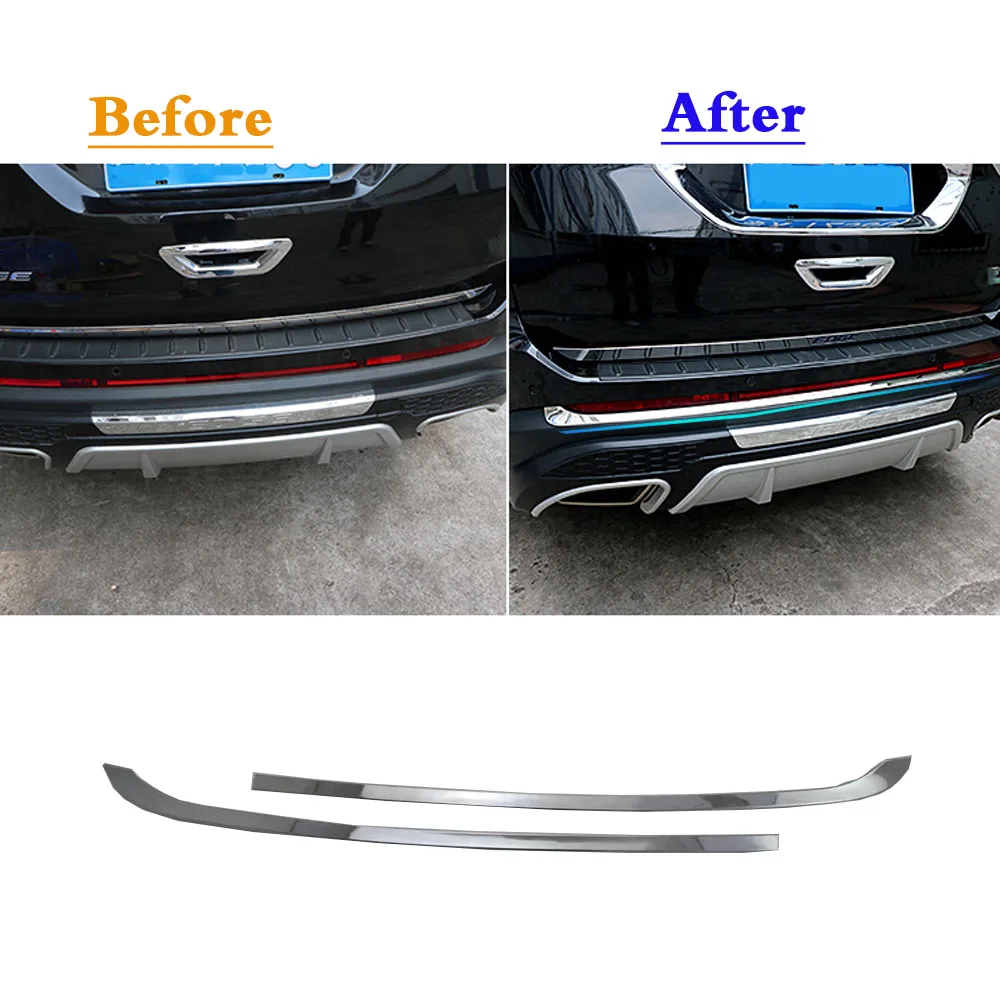 For Ford EDGE 2015 2016 2017 2018 Car Bottom Detector ABS Chrome Trim Back Tail Rear Fog Light Lamp Frame Stick Parts 2pcs