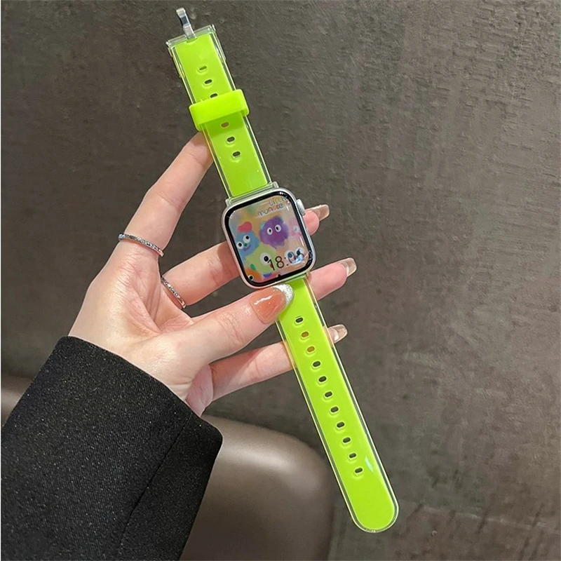 Girls Jelly Silicone Strap For Apple Watch Band Ultra 2 44 40 45 41MM Sports Bracelet For iWatch 4 5 6 SE 7 8 9 49mm 38/42mm