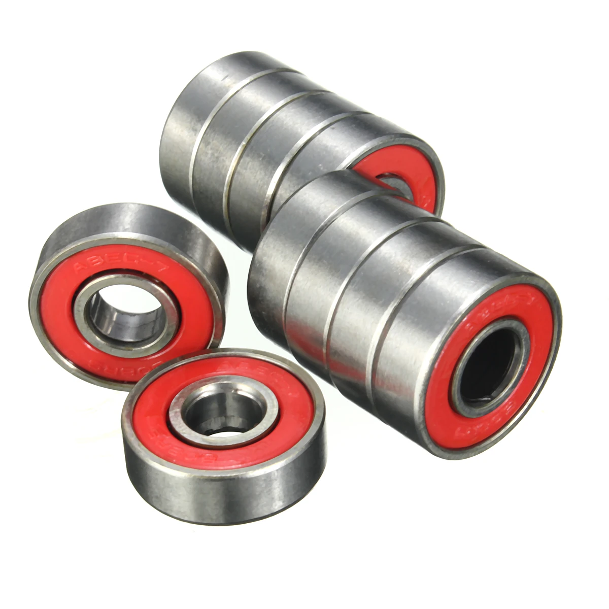 shaft 2.1 x 2.1 x 0.7cm 10x ABEC-5 608 2RS Inline Roller Skate Wheel Bearing Anti-rust Skateboard Wheel Bearing Red Sealed