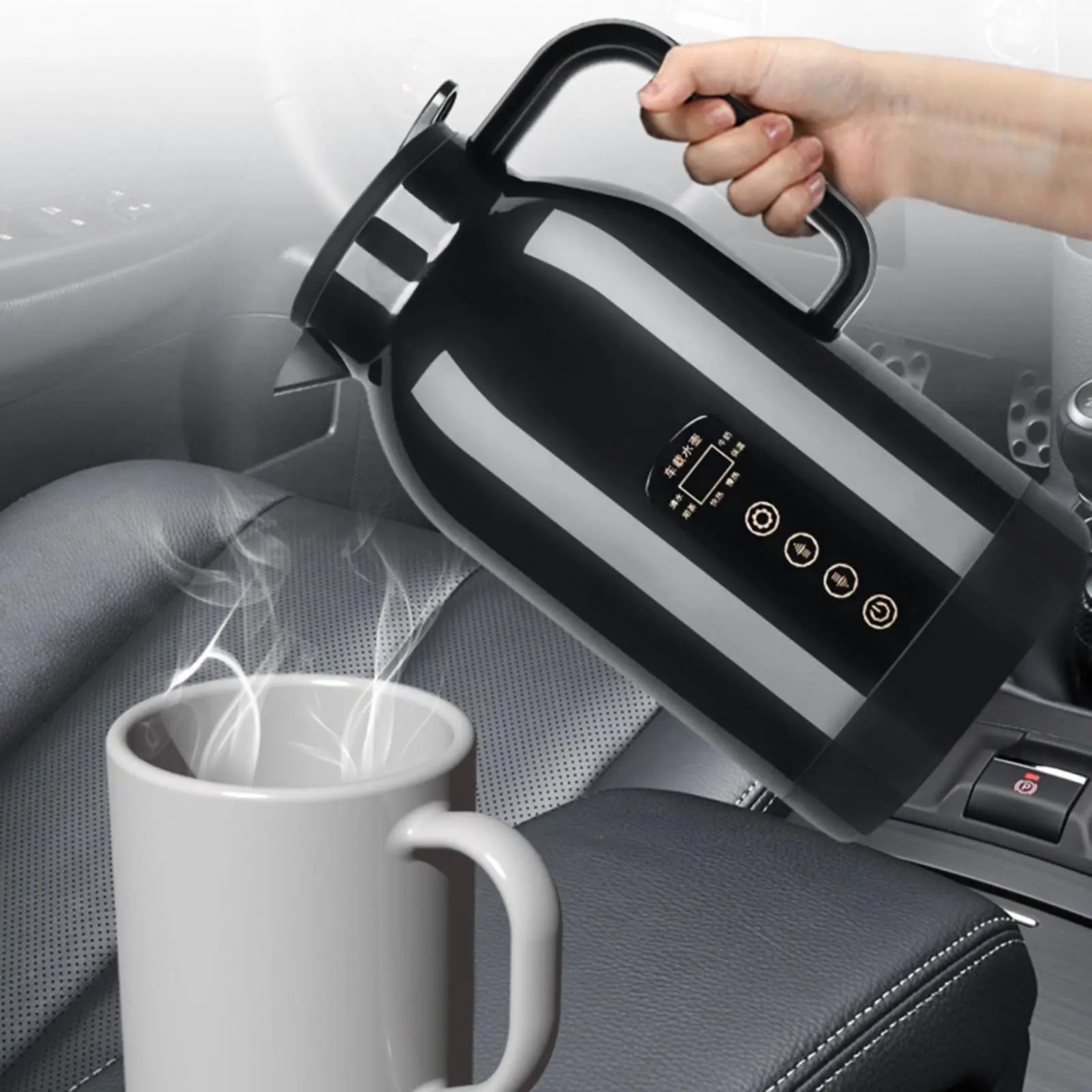 Electric Car Kettle Cigarette Lighter Warmer for Self Driving Tour Tea Coffee