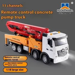 Remote Control Truck Huina 381 11-Channel Remote Control Alloy Concrete Cement Pump Truck Urban Construction Machinery Toy Car