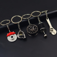 Creative Gear Head Keychain Metal Car Accessories Keychain Speed Gearbox Turbo Hub Brake Disc Pendant Shock Absorber Keyring