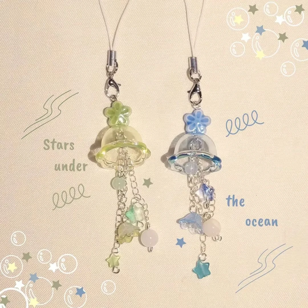 Handmade Jellyfish Mobile Phone Charm Y2K Original Keychain