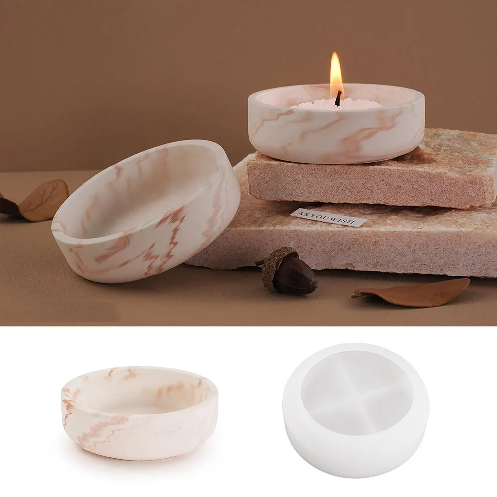 Handle Tray Candle Holder Silicone Mold Tealight Holder Plaster Resin Clay Mold DIY Cement Candlestick Decoration