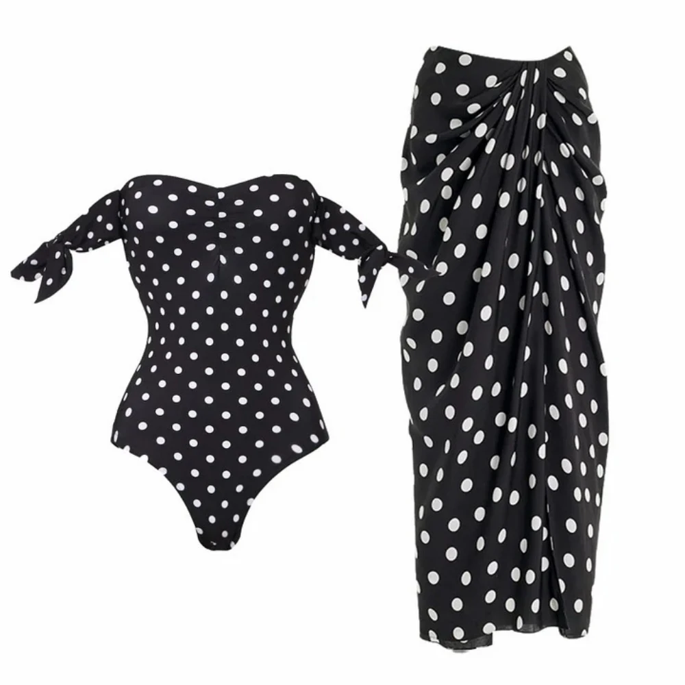 

Polka-Dot One Piece Swimsuit with Skirt 2025 Sexy Women's Monkini Summer Beach Bathing Suit Trendy Swimwear for Beach Lovers