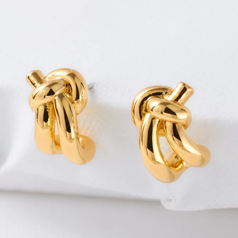 

Jenny&dave Metal Wrapped Knotted Earrings With Silver Needles For Women Jewelry Earrings Women's Earrings Ear Cuffs