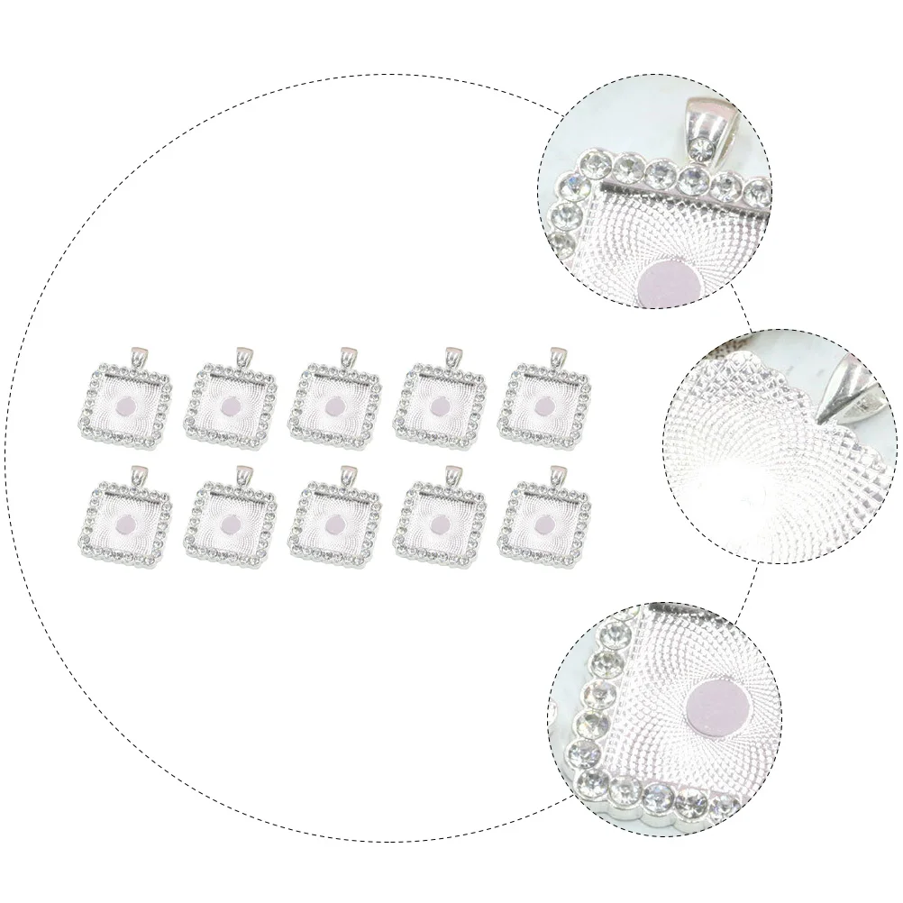 

10 Pcs Oval Diamond Bottom Bracket Jewelry Round DIY Pendant Tray Embellishment