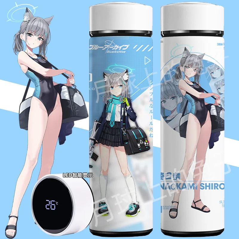 Anime Arquivo Azul Caneca térmica, Misono, Mika, Ellen, Arisu, Shirasu, Azusa, criativa térmica inteligente, exibição de temperatura