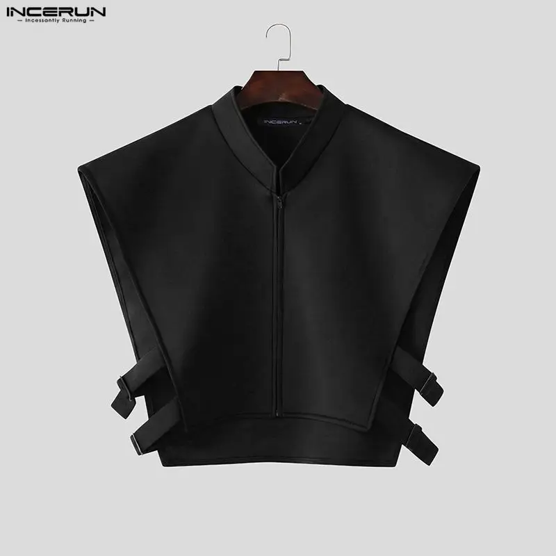 

Мужские жилеты INCERUN: однотонные, с воротником-стойкой, без рукавов, на молнии, асимметричные, свободного кроя, с вырезами, уличная мода 2026