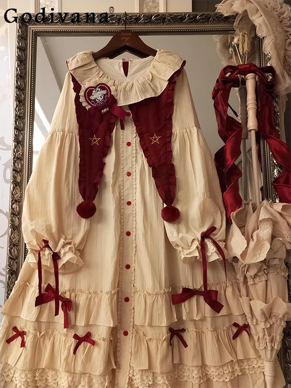 

Adorable Sweet Style Japanese Original OP Long Sleeve Lolita Dress Soft Girl Doll Feel Daily Casual Versatile Student Dress