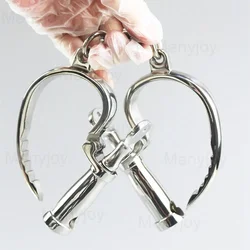 Stainless Steel Handcuffs Ankle Cuff Metal Horseshoe Wrist Cuffs Restraints Slave Shackle Bondage BDSM Sex Toy for Couple