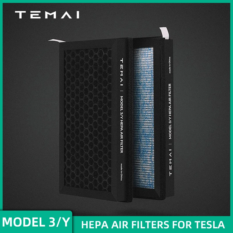 TEMAI Tesla  Air Filters with HEPA N98 Grade Activated Charcoal for Model 3 and Model Y