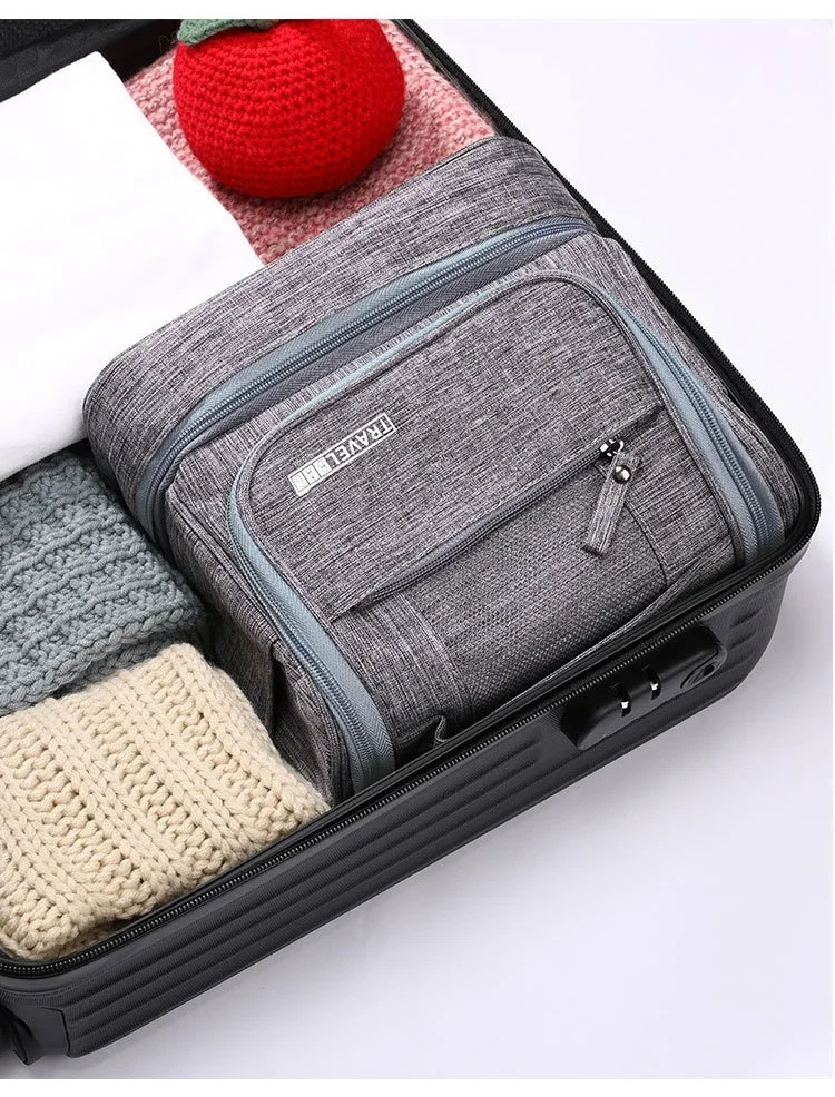 Reise-Toilettentasche mit Trocken-Nass-Trennung und Haken, Große Kapazität, Hängende Kosmetik-Organizer-Tasche für Männer und Frauen, Tragbare Waschtasche – Detail 6