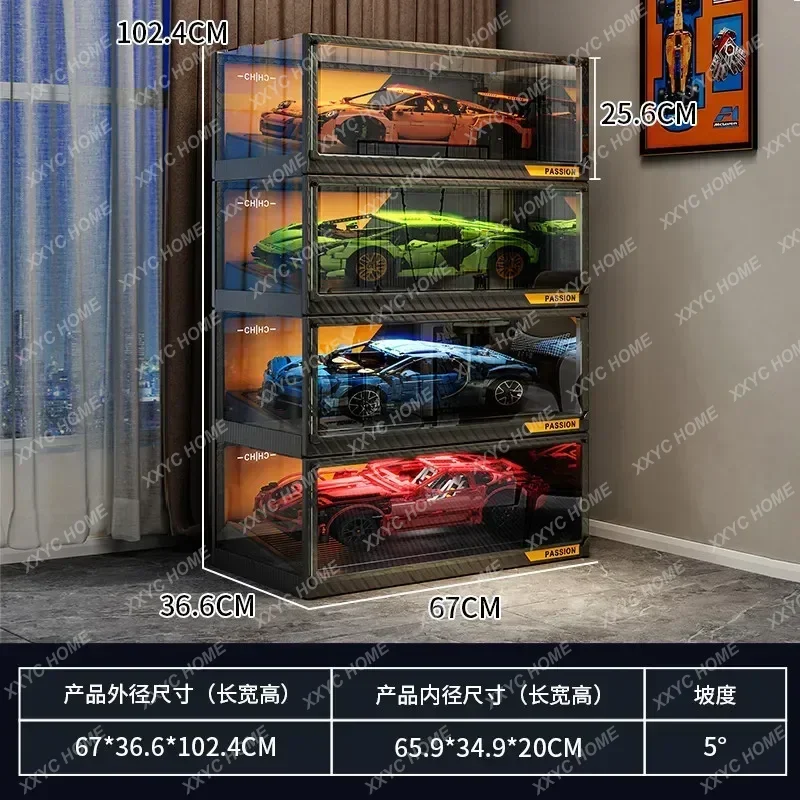 XXdisplay box figure sports car model with light acrylic toy car suitable for racing storage cabinet