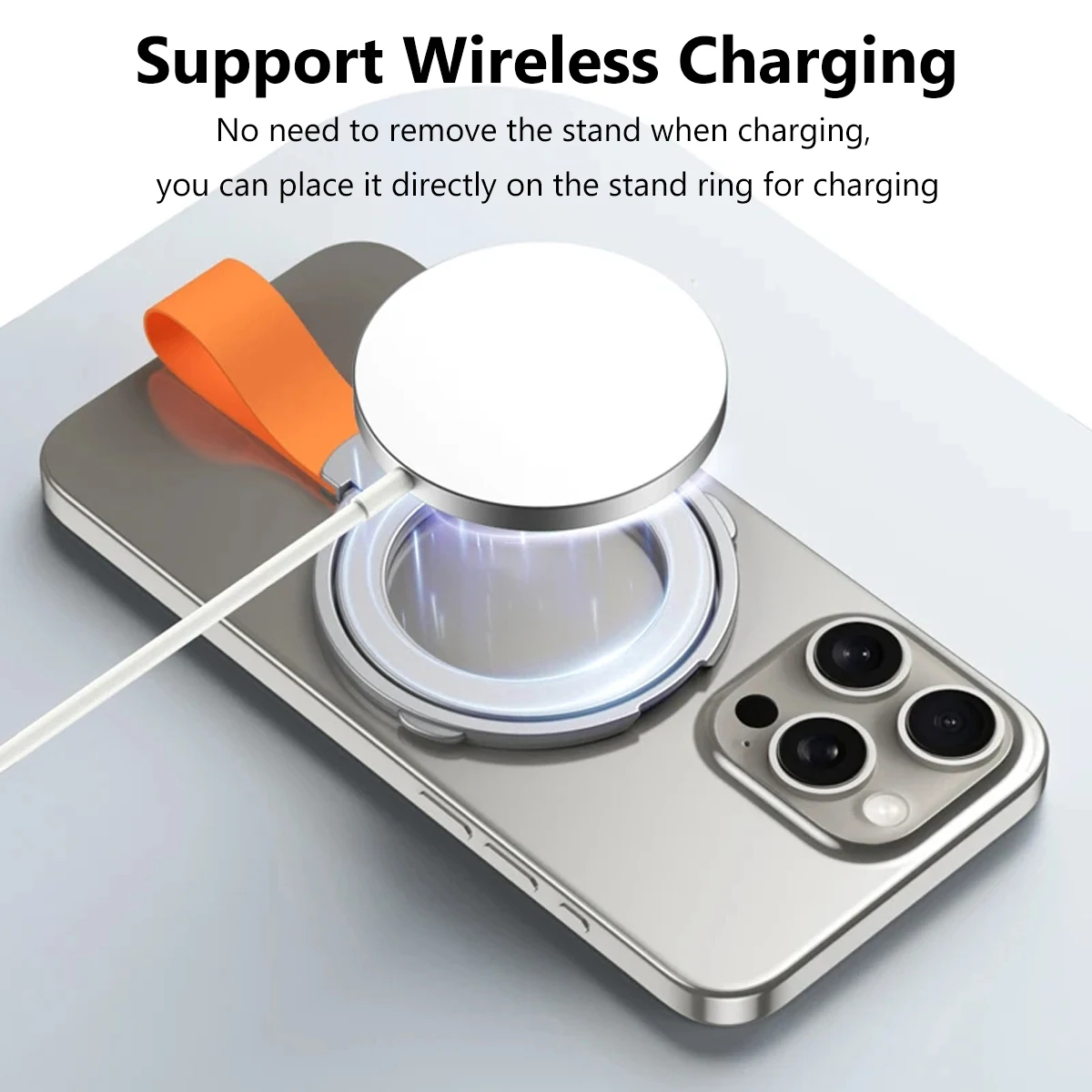 360° Magnetic Phone Ring Holder Grip for iPhone 15 14 13 12 Pro Max Double Sided Phone Holder Support Wireless Charging