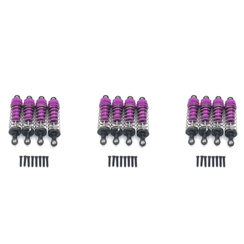 

12Pcs Metal Shock Absorber Damper For Wltoys 124019 124018 144001 RC Car Spare Parts Upgrade Accessories,Purple