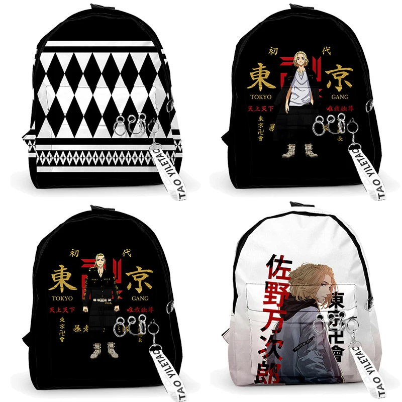 

Popular Fashion Tokyo Revengers Manjiro Ryuguji Ken Backpacks pupil School Bags 3D Keychains Oxford Waterproof Small Backpack