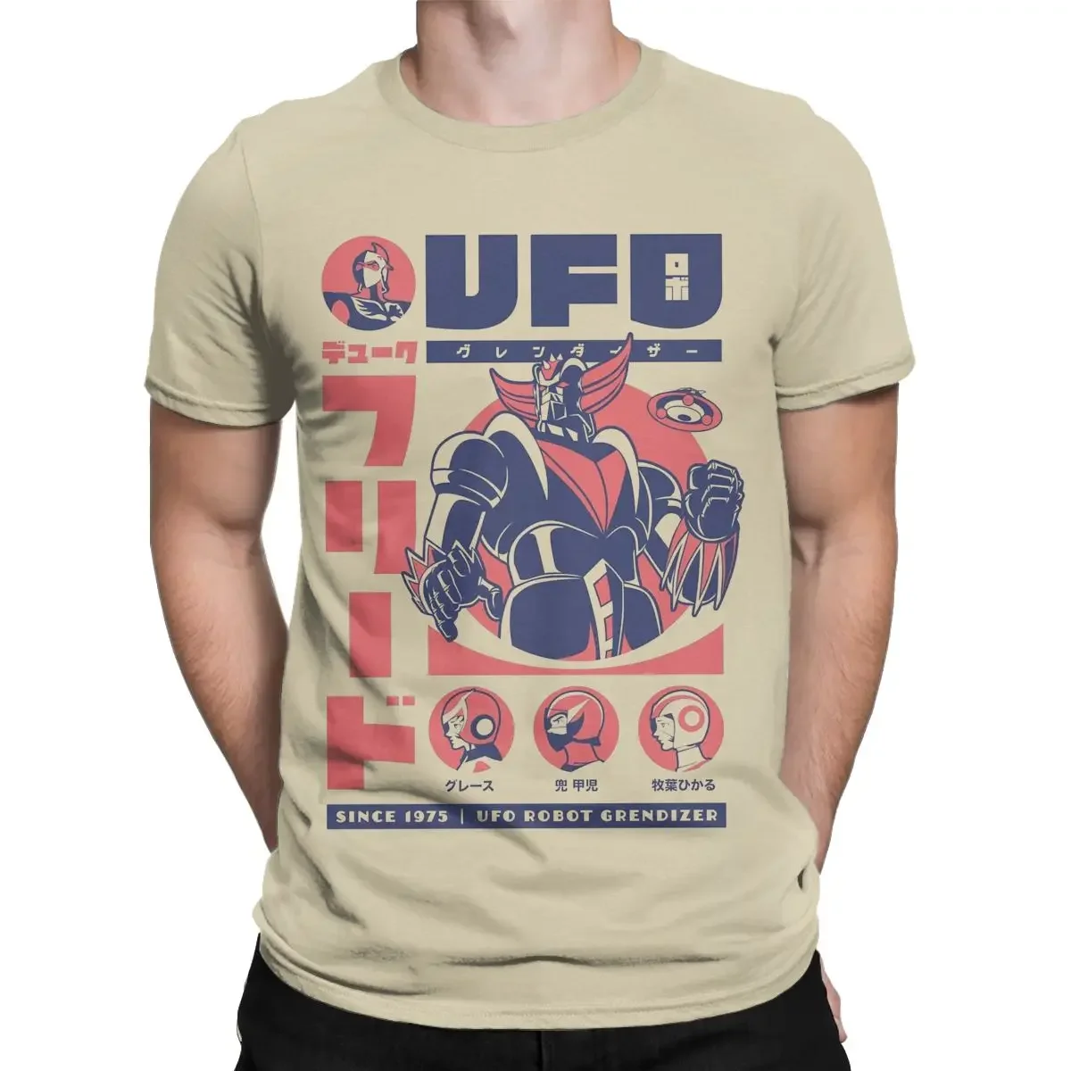 Grendizer Ufo Robot T Shirts Men's Pure Cotton Funny T-Shirts Round Neck Tee Shirt Short Sleeve Clothes Big Size