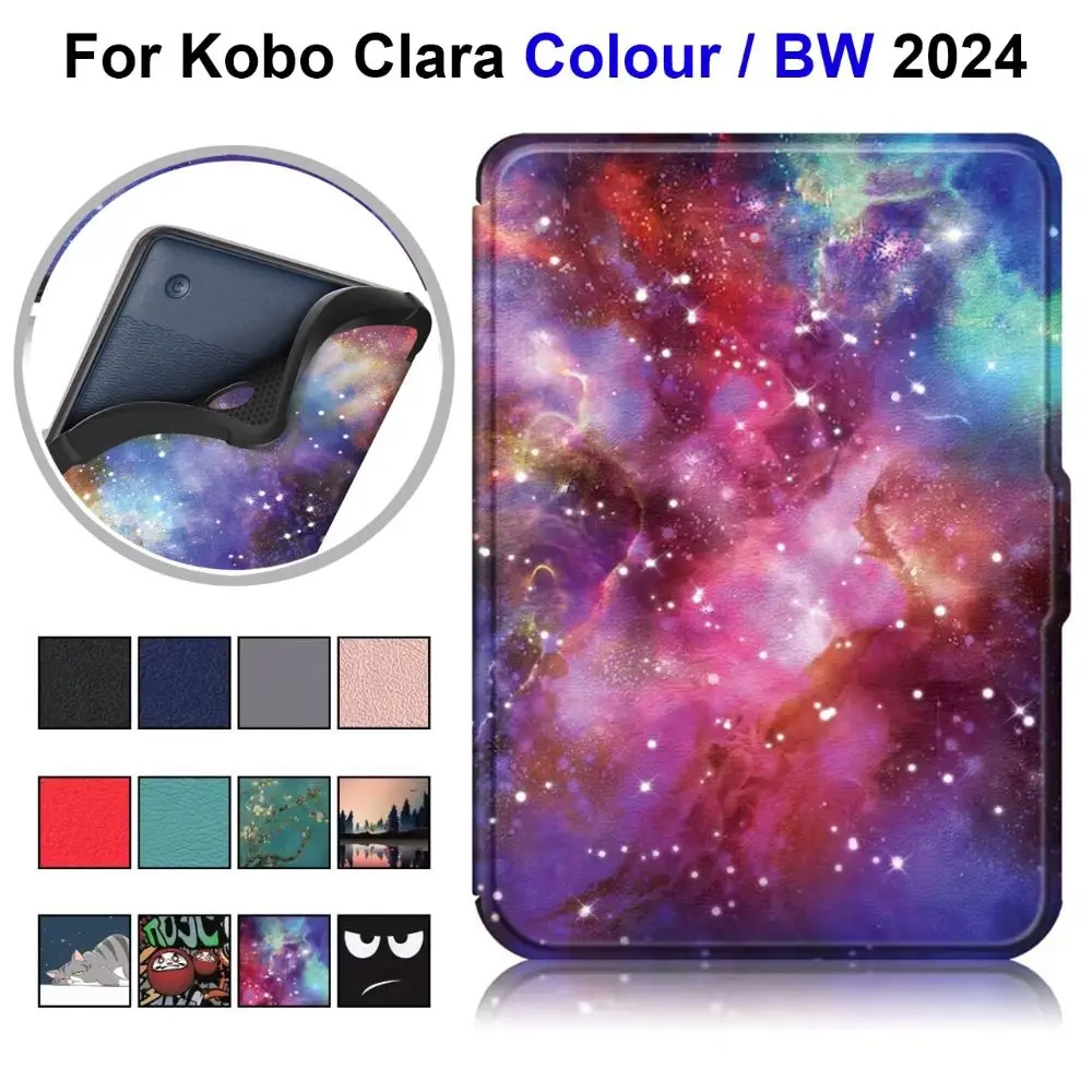 

6-дюймовый чехол для электронного чтения с автоматическим режимом сна/пробуждения, износостойкий смарт-чехол N367 с защитой от царапин для Rakuten Kobo Clara Color BW 2024