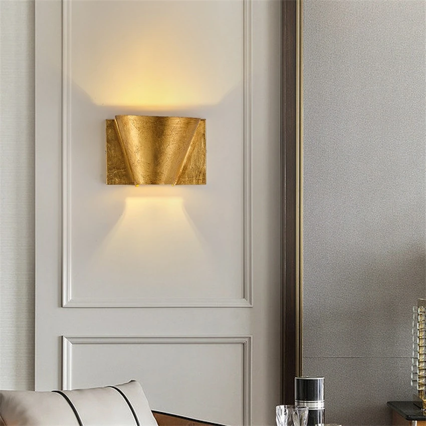 American retro gold handmade wall lamps luxury lamp French villa staircase study hotel bedroom wall