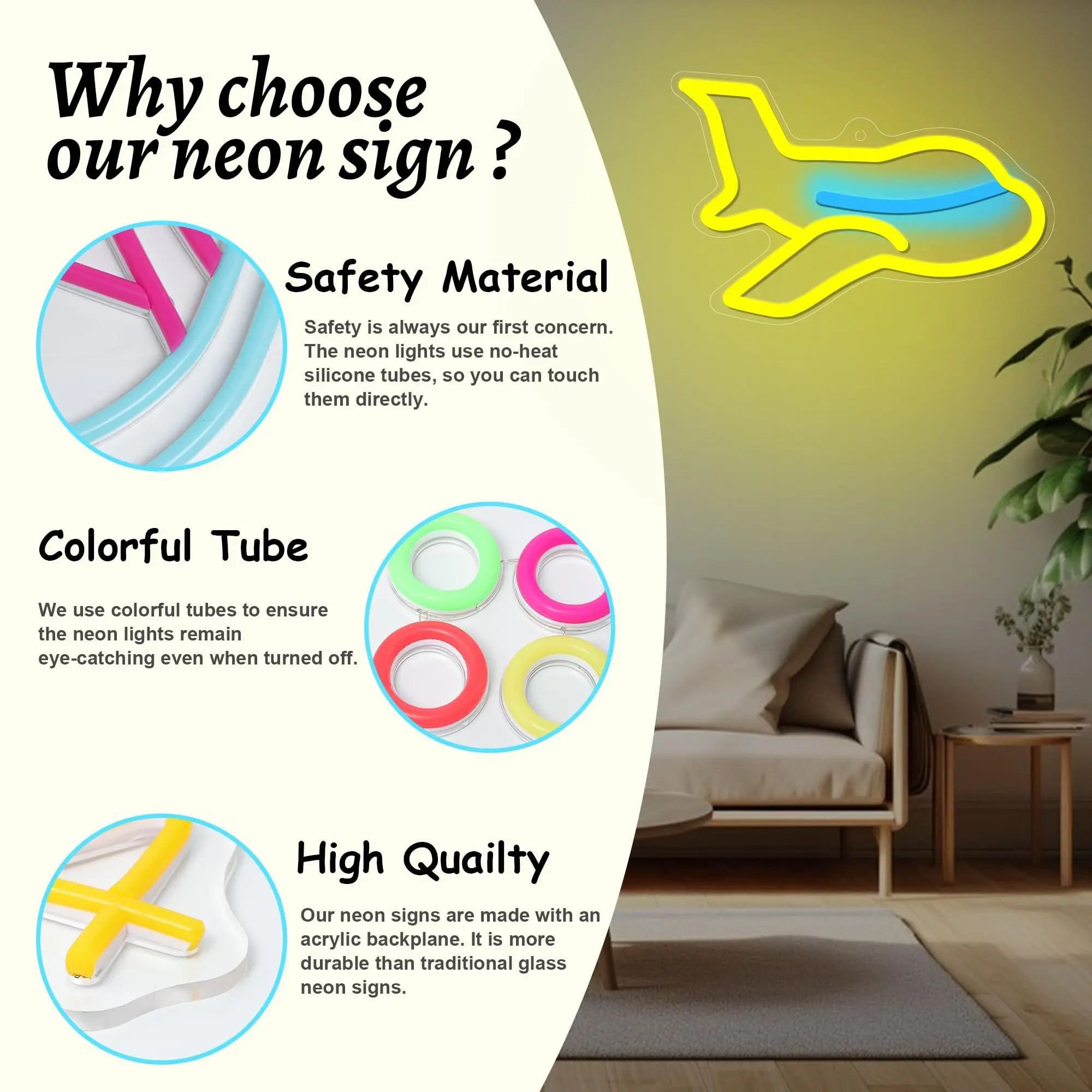 航空機のネオンライト、旅行愛好家に最適、航海をテーマにしたスペース、USB電源、調光可能なスイッチ