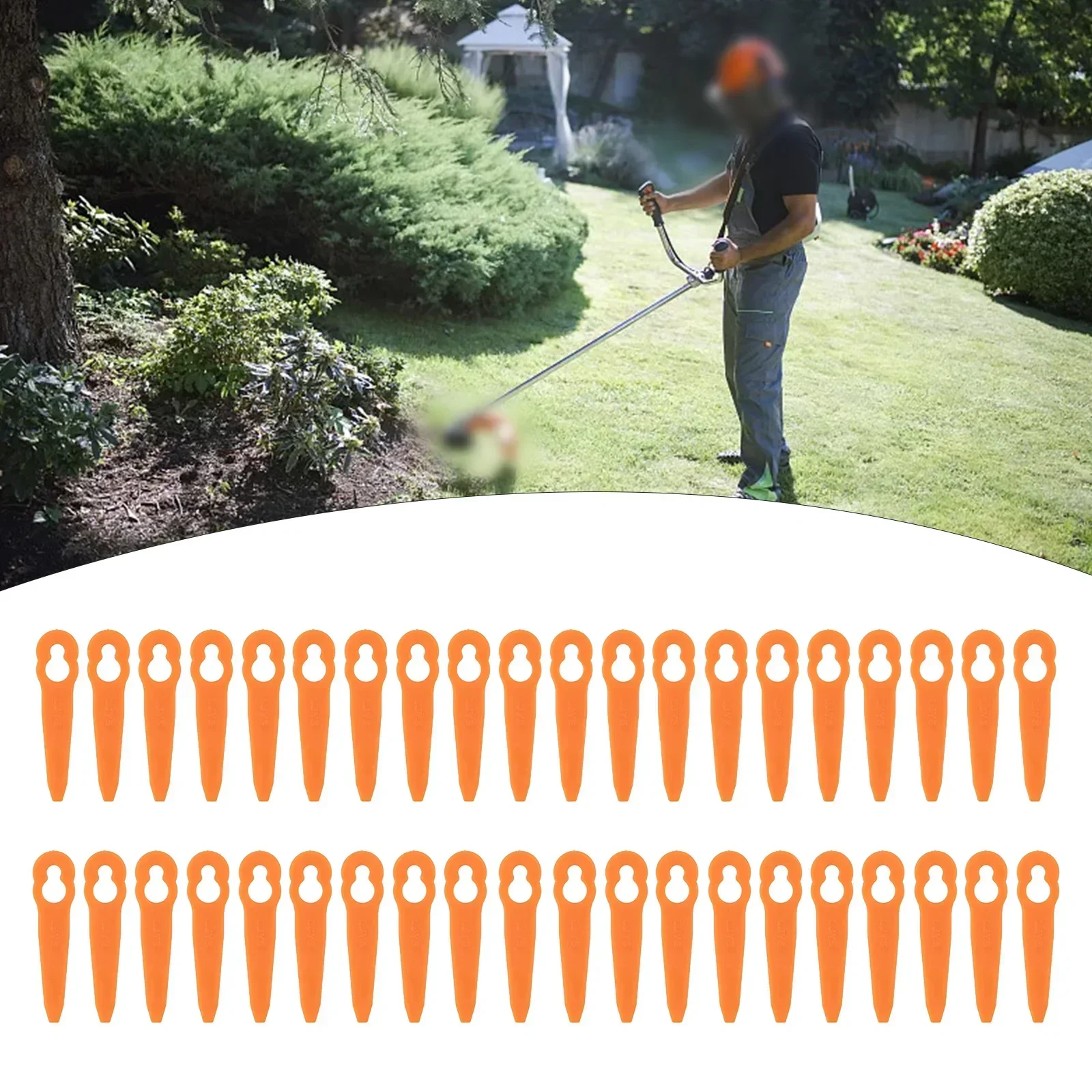 40pcs 84mm Plastic Blades For FSA 45 Cordless Strimmer Grass Trimmer Mowing Head Garden Power Tool Accessories Spare Part Orange image 2