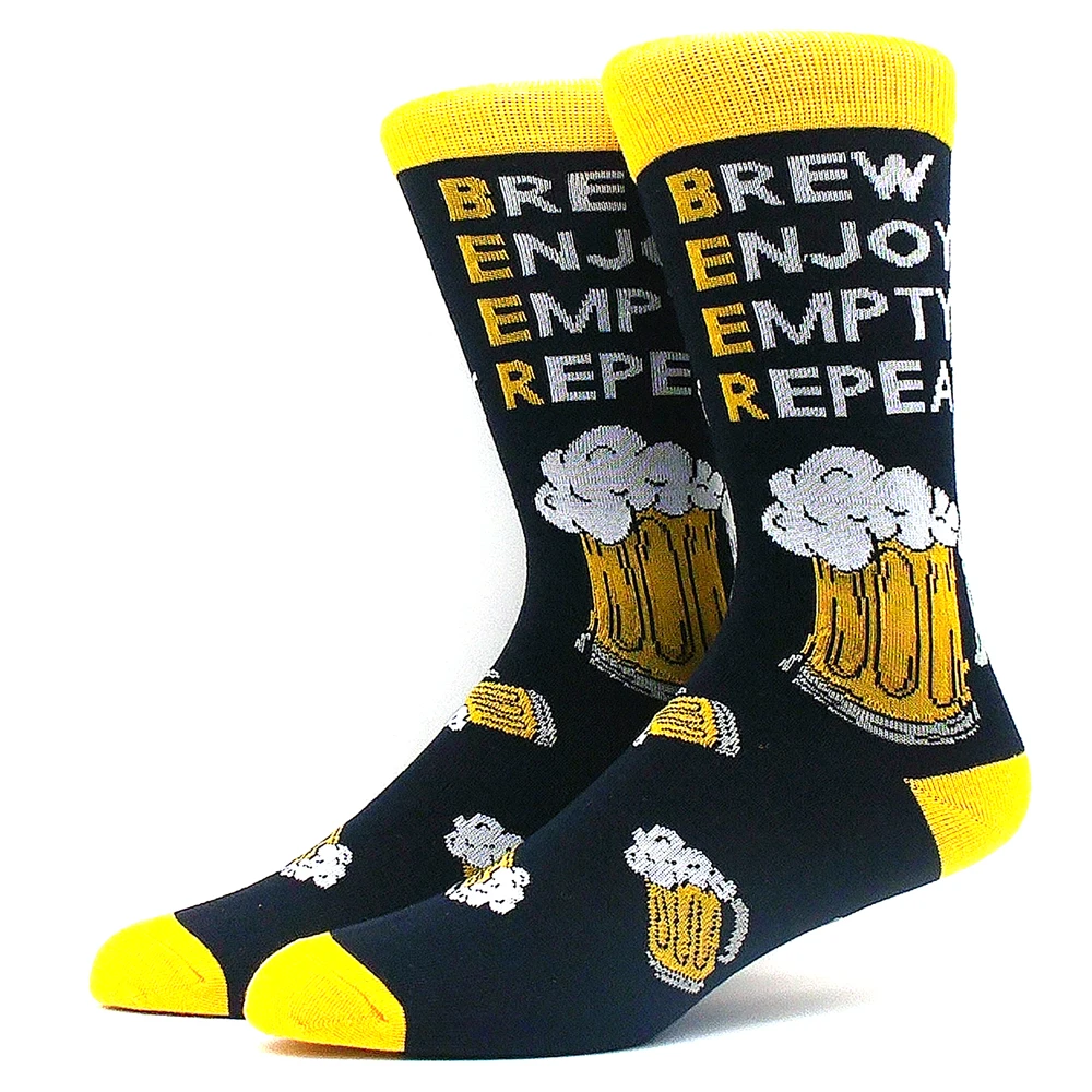 New Men and Women Novelty Beer Animal Sports Pattern Crew Happy Funny Socks Unisex Hip Hop Skateboard Sokken