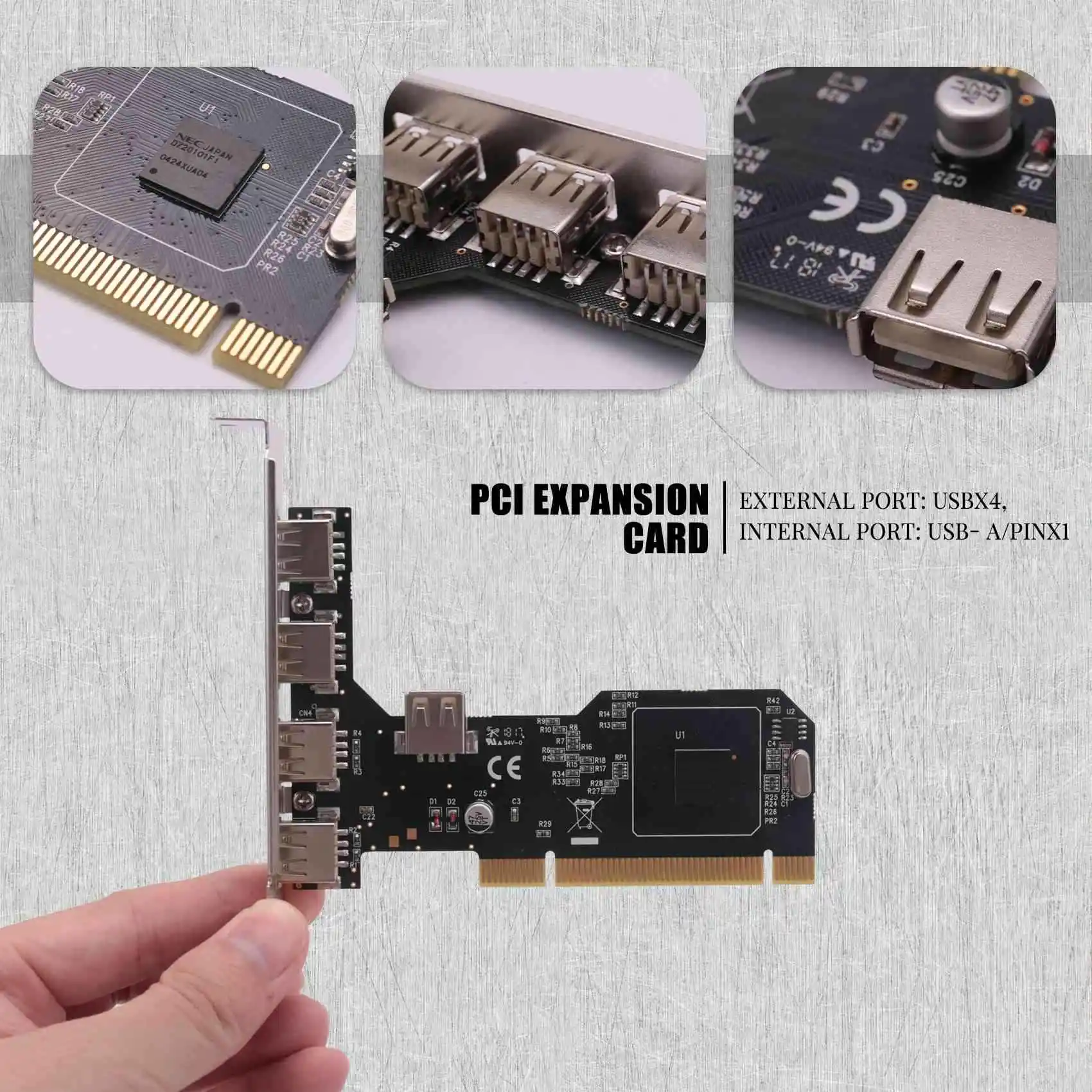 AC57-PCI To USB2.0 Expansion Card Desktop PCI To 5 USB2.0 480Mbp HUB NEC Chip Expansion Adapter Card