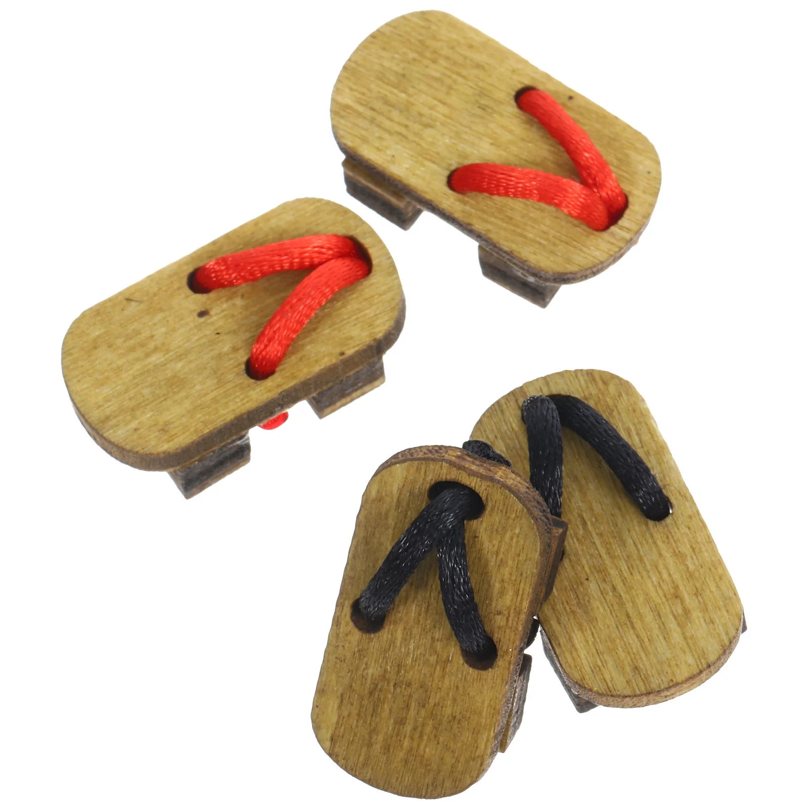 2Pairs قباقيب خشبية صغيرة مصغرة شبشب خشبي منزل صغير تسد صغير ديكور الحرفية العرض DIY بها بنفسك دمية المشهد