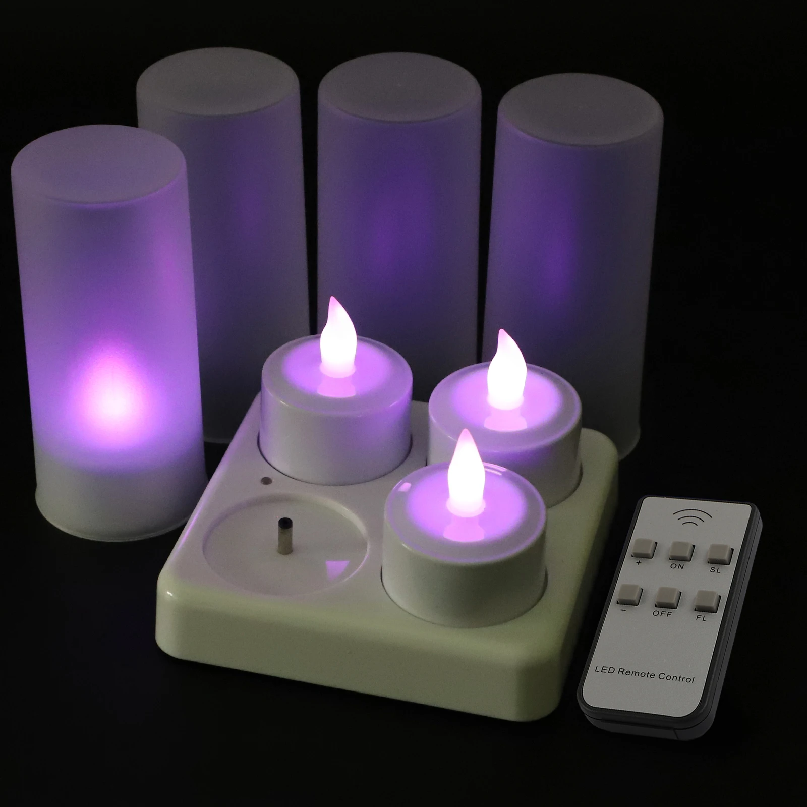 4 Rechargeable LED tea Candle lights with remote control for weddings,romantic gestures,bar,restaurant and Christmas decoration